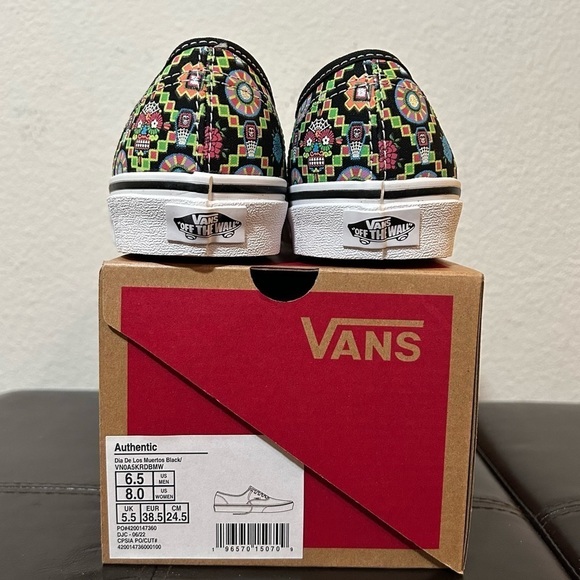 Vans Authentic Dia De Muertos Glow In The Dark Black & White Sneakers 6.5M/8W - Picture 6 of 10